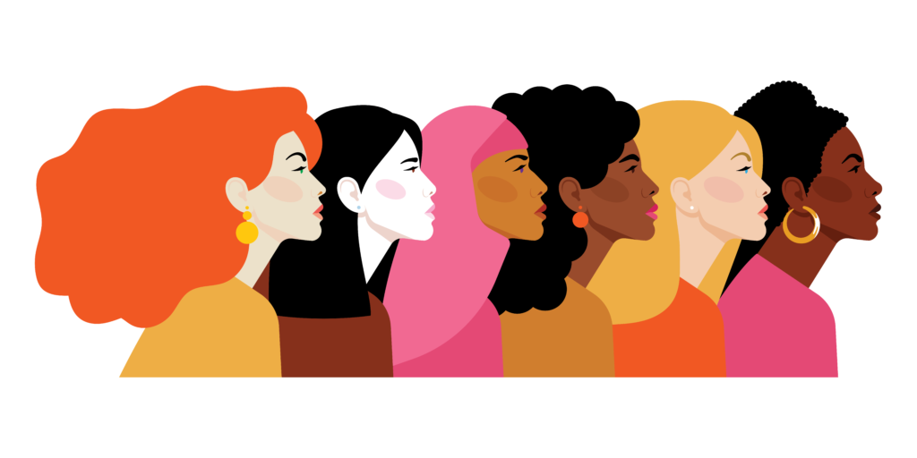 Illustration of six women looking ahead